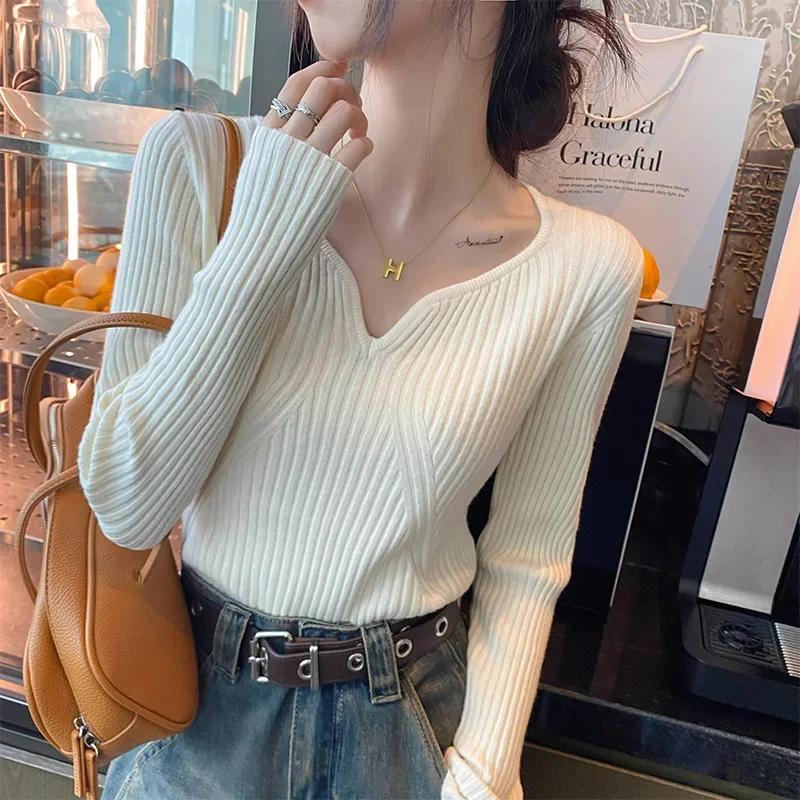 

Autumn Winter Fashion Solid Sweaters Women All Match Casual Knitting Bottom Shirt Long Sleeve Tops Chic Sexy Pullover G15