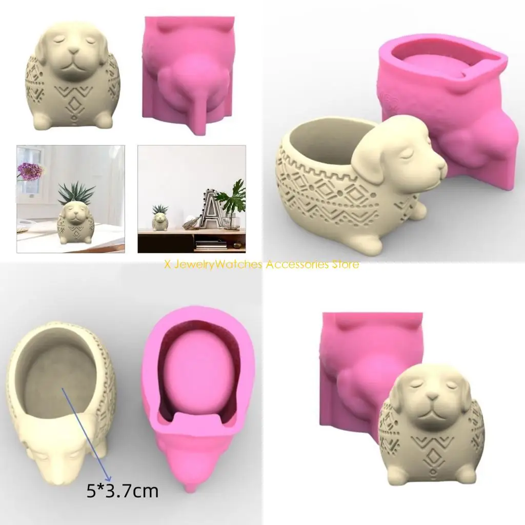 

31KD Unique Puppy Shaped Pots Mould Silicone Epoxy Mould for Plant Vase Stylish Home Ornament Crafting Molds