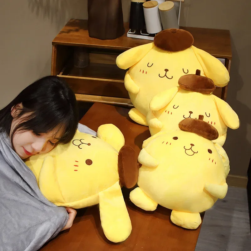 Kawaii Sanrio Pompompurin Stuffed Plush Toys 40-50cm Lovely Pillow Gift Kids Soft Pom Pom Purin Plushie Doll Pillow  Kawaii gift