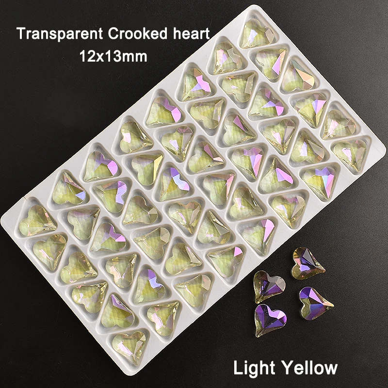 透明大曲がったピーチハートネイルアートラインストーン尖底クリスタルガラス混合色マニキュア DIY 装飾
