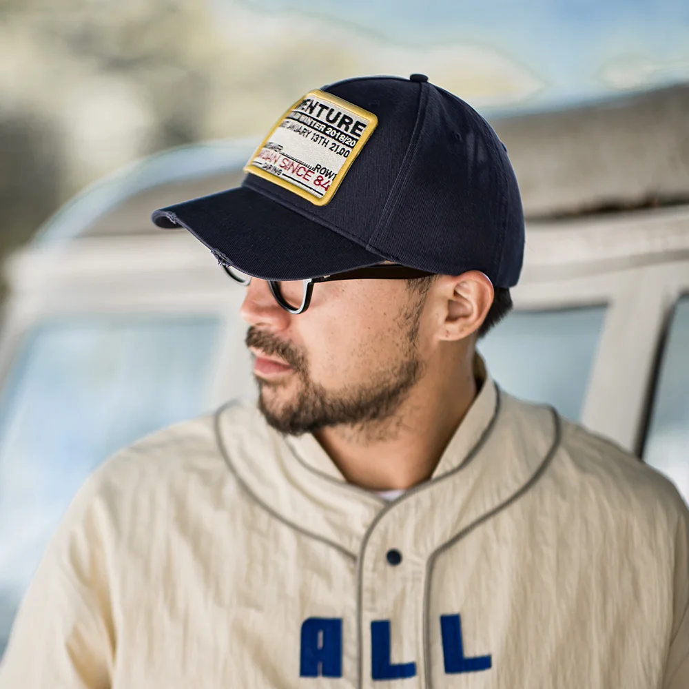 

Бейсбольная кепка Maden в стиле ретро с надписью, фуражка с изогнутыми полями, регулируемая унисекс, универсальная для повседневного ношения, широкополая шляпа, уличная синяя кепка