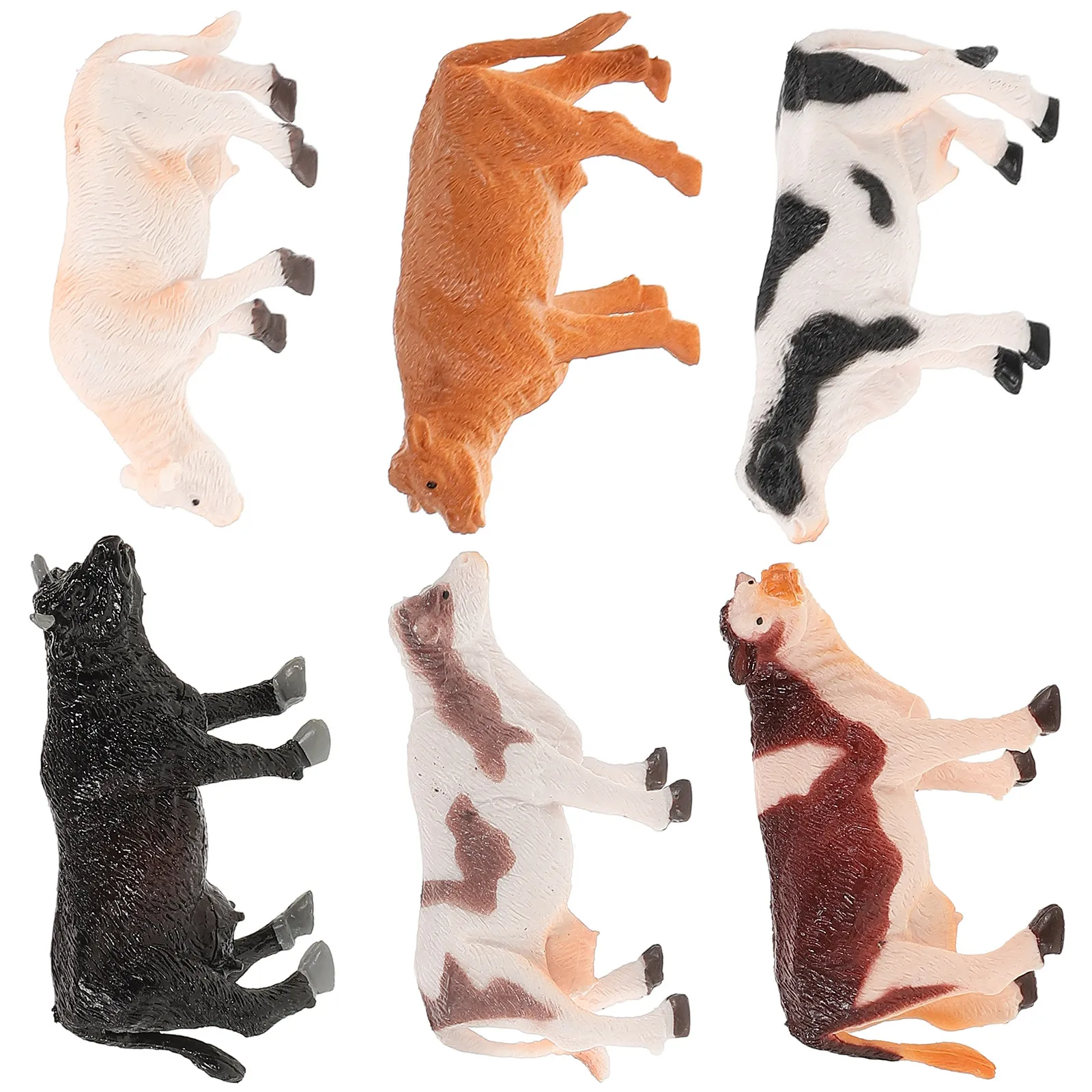 

6Pcs Small Cattle Sculpture Set Excellent Texture Plastic Animal Ornament for Outdoor Indoor Garden Lawn Tabletop Landscape