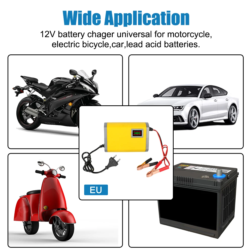 Smart Car Battery Charger For 20AH/60AH/80AH Lead Acid Batteries AC 110-220V Input DC 12V 6A Output