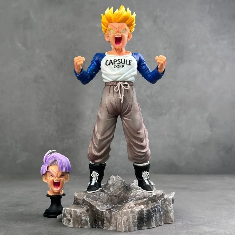 

Bandai Dragon Ball Handmade Crying Tranx Double Headed Carving Super Saiyan Anime Surrounding GK Handmade Model Desktop Ornament