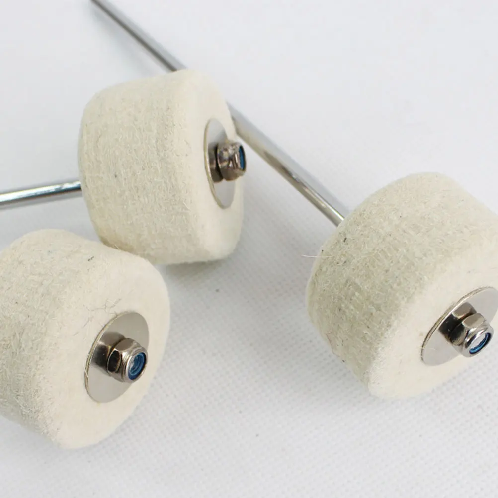 

Double Drum Hammer Heads Felt Cotton Beaters Jazz Practice Durable Steel H Shape Bass Pedal Accessories Percussion