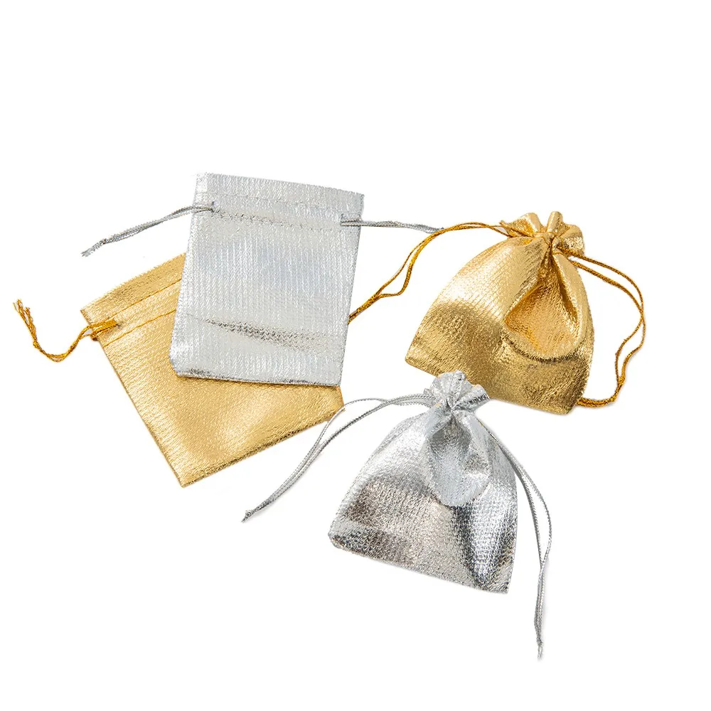 

50Pcs Gold Colors Gift Drawstring Adjustable Jewelry Packing Fabric Bag Wedding Christmas Party Storage Pouches Small Businesses