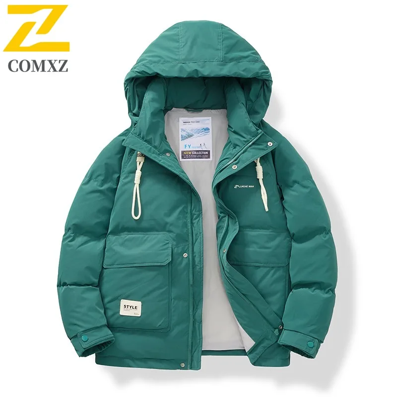 

COMXZ Men Down Jacket Hooded Outdoor Travel Windproof Lightweight Padded Jackets High-quality Hiking Comfortable Winter Coat