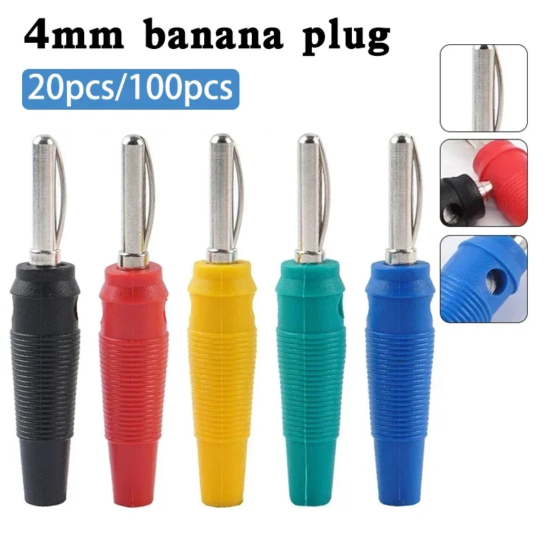 4mm Banana Plug 20A Screw Type Speaker Cable Adapter Stackable Insertion Connector with Insulation Protection Sleeve Red&Black