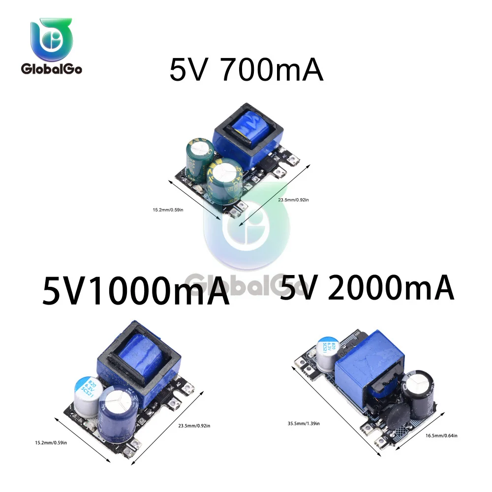 AC-DC 5V 700mA 1000mA 2000mA  Precision Buck Converter AC 70-270V to 5V DC Step Down Transformer Power Supply Board Module