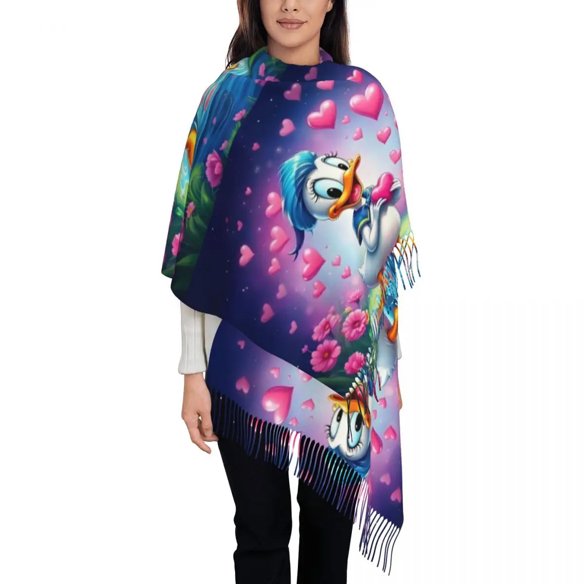 

Custom Scarf Wrap Women Long Winter Fall Warm Tassel Shawl Unisex Anime Kawaii Scarves