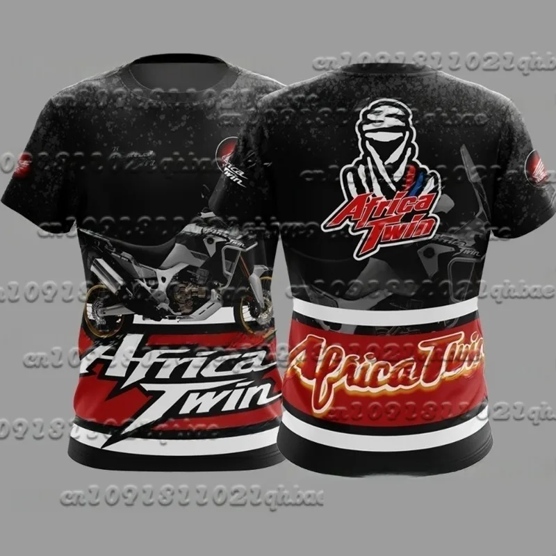 

Motorcycle Off-Road Race Short Sleeved Tee Africa Twin Metallic Grey Shirt for Men Women Breathable Quick Drying H-Honda Jersey