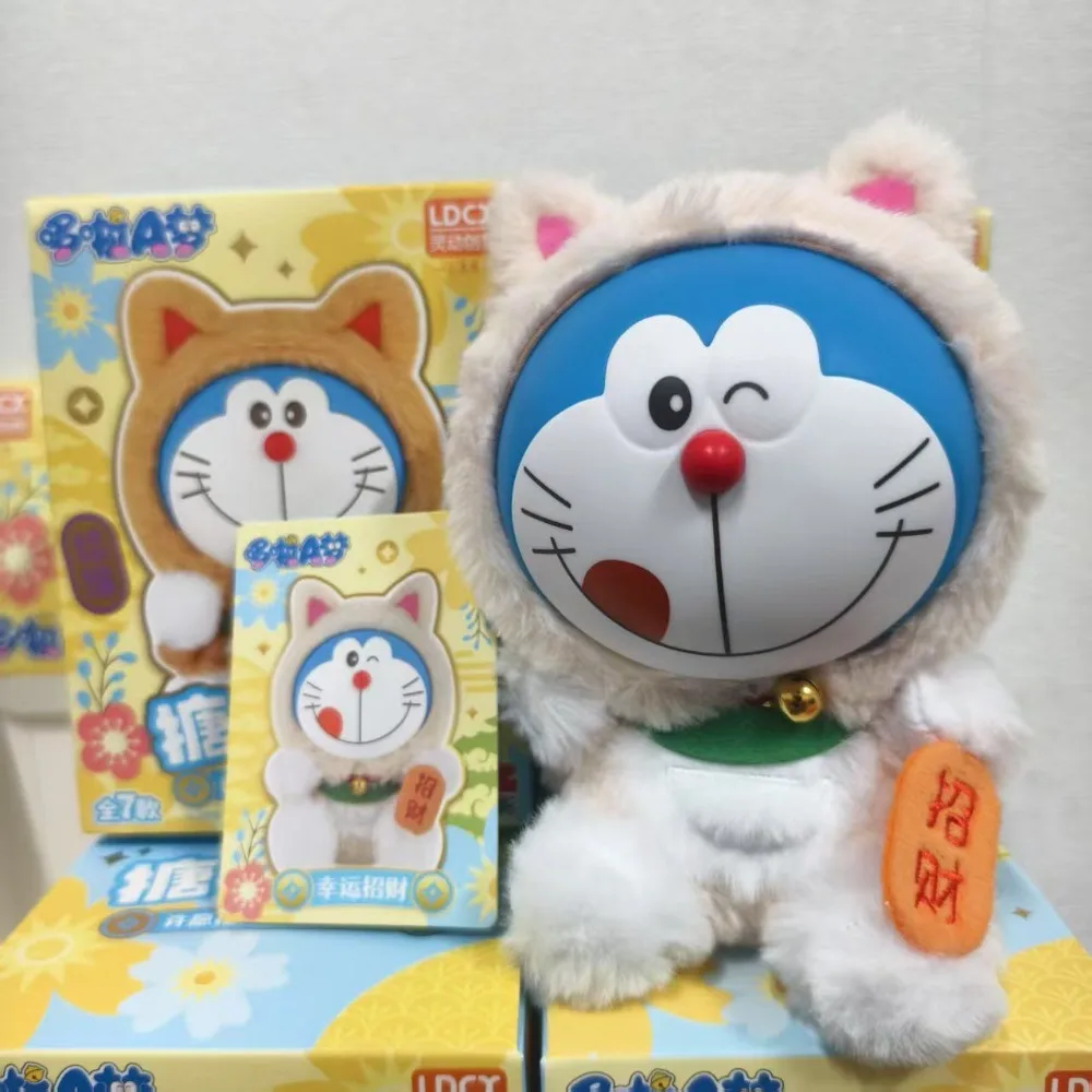 Genuine LDCX Anime Doraemon Wishing Lucky Cat Blind Box  Vinyl Plush Articulated Figure Trendy Mystery Collectible Birthday Gift