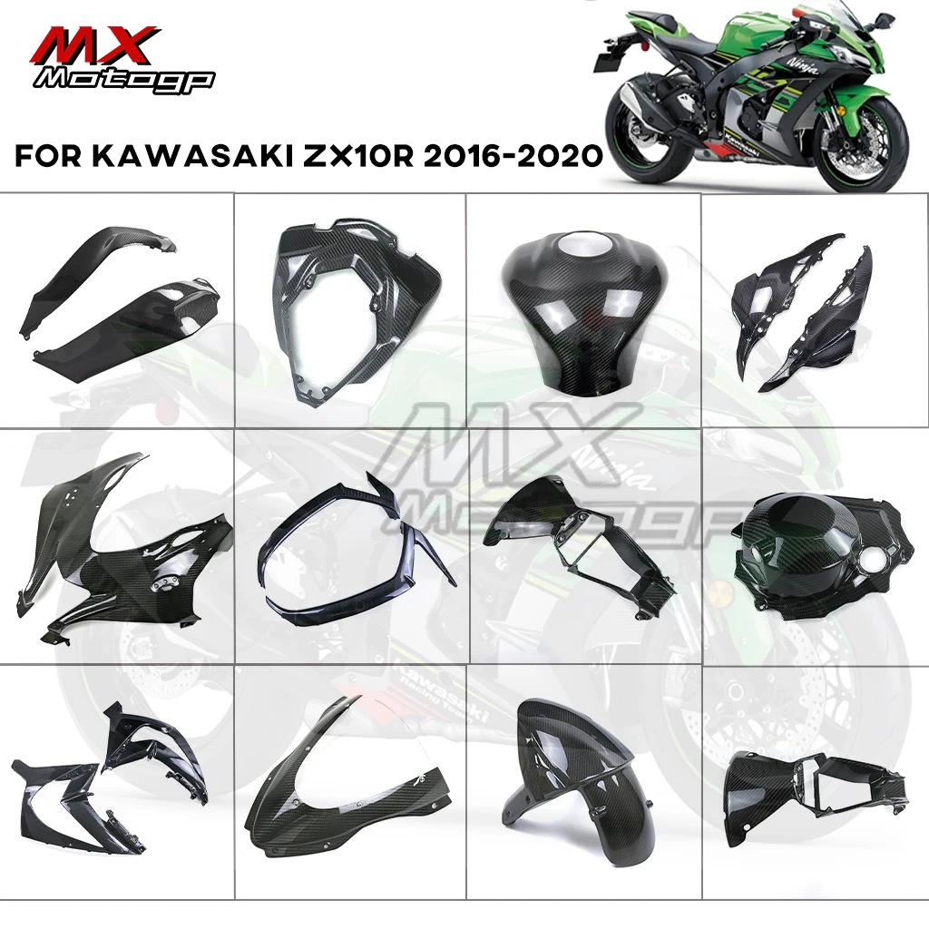 

Боковые панели крыльев из углеродного волокна, комплекты обтекателей мотоцикла для KAWASAKI NINJA ZX10R ZX-10R 2016-2020, модифицированные аксессуары для двигателя