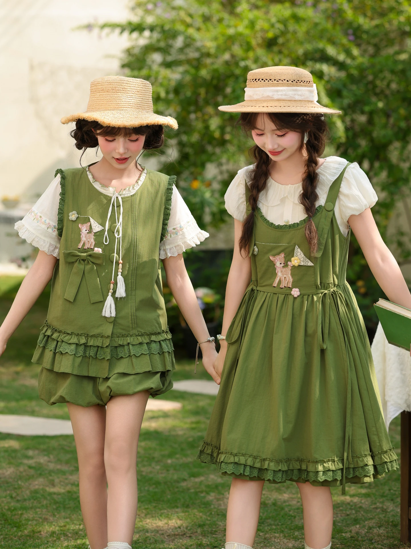 

Fashionable Summer Outfit Women's Lantern Pants And Vest Set Sweet Style Casual Wear Short Sleeve round Neck Shirt Shorts