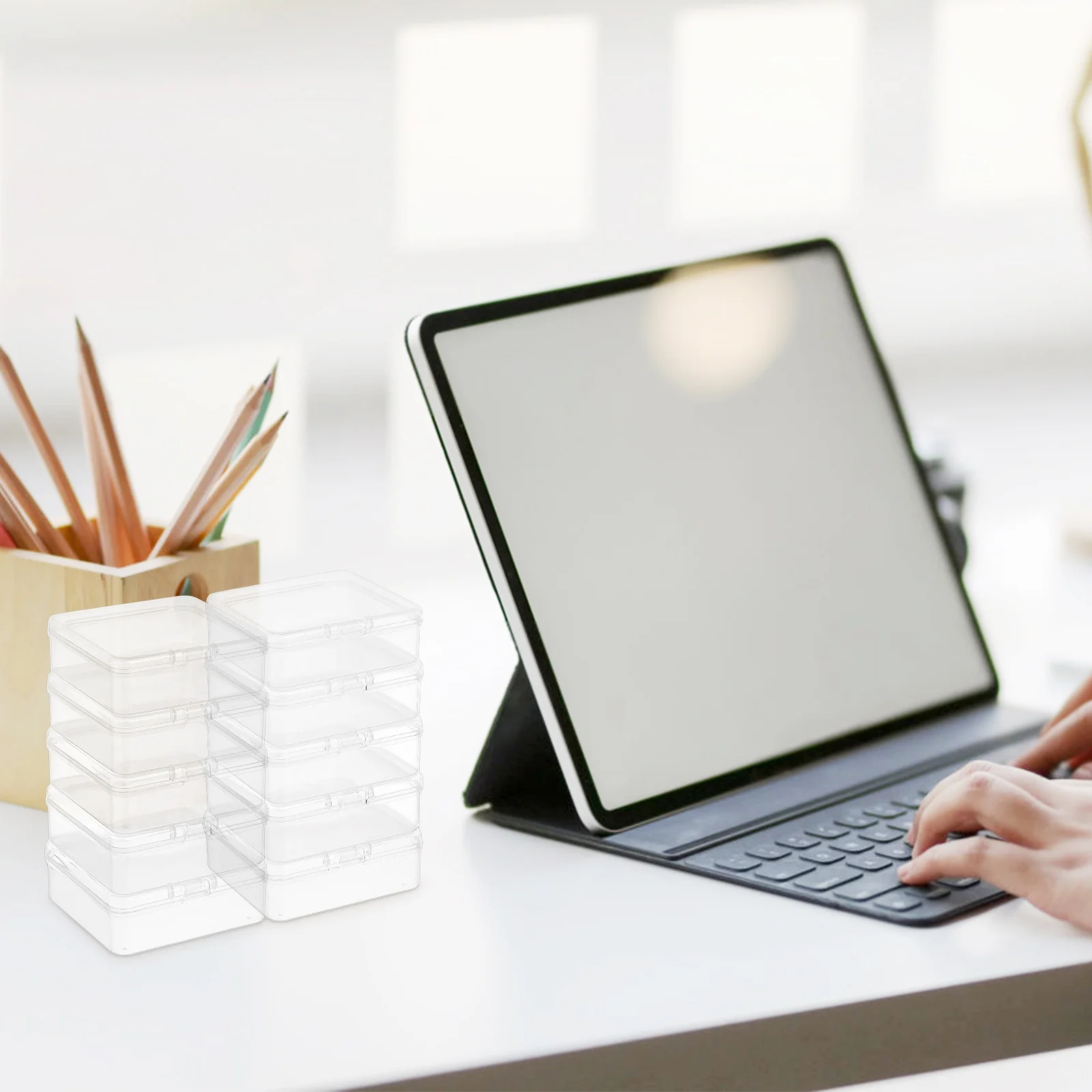 

50pcs Plastic Boxes Clear Storage Containers Mini Cases Craft Organizer Bead Boxes Square PP Dustproof Stackable For Jewelry