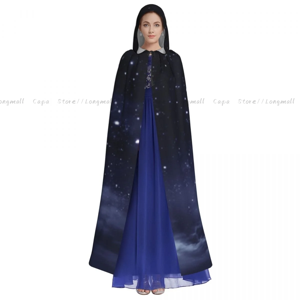 Ethereal View Of The Dark Sky Atmosphere Nebula Fantasy Cosmic Theme Cloak Coat Cosplay Vampire Devil Wizard Cape Gown Party