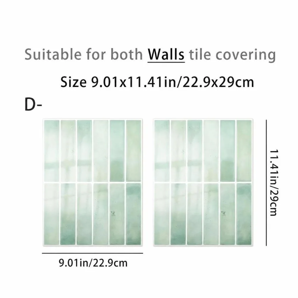 2PCS Vintage PVC Self Adhesive Tile Sticker 2D Print Wipe Clean Backsplash Cover Wallpaper Oil Proof Thick