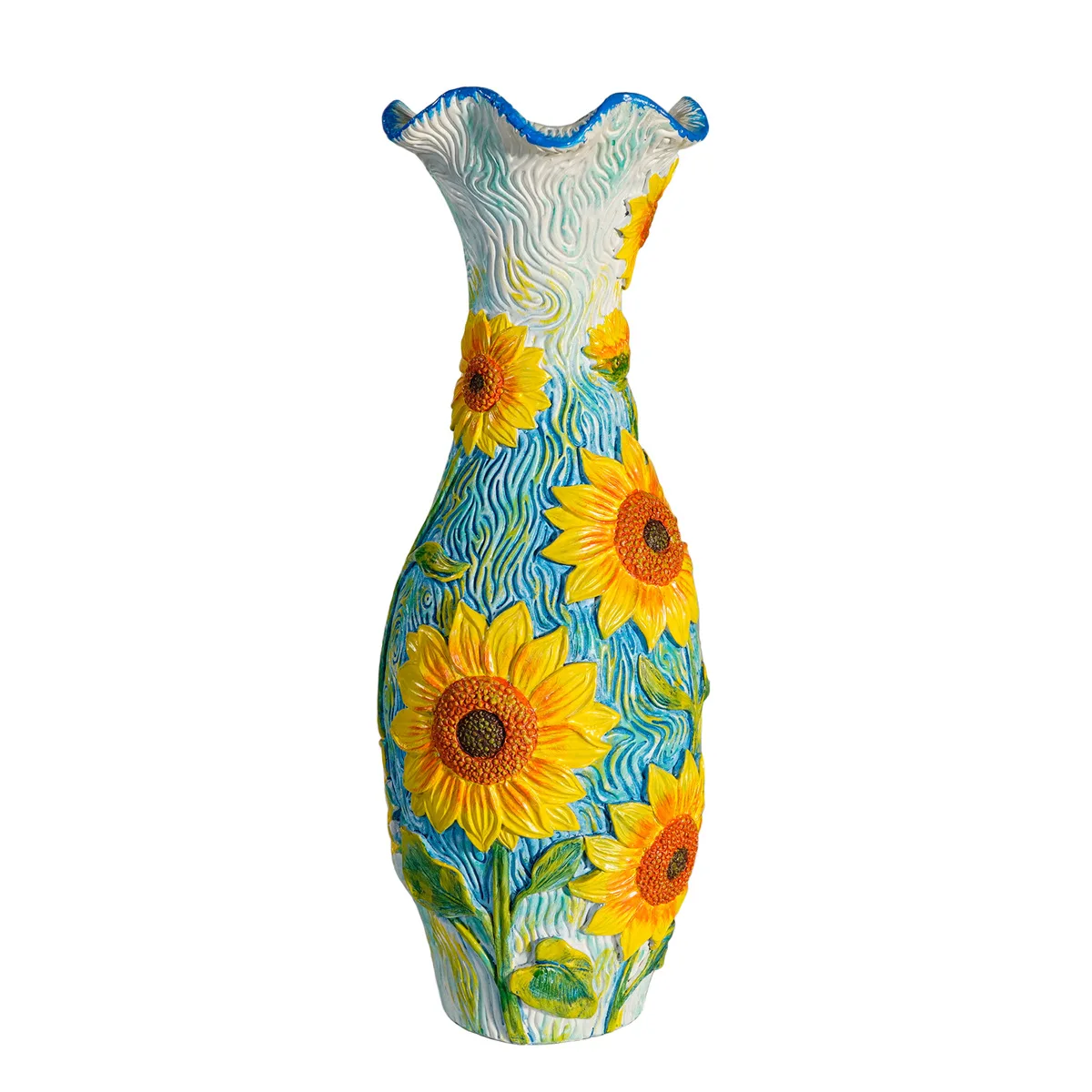 

DSA starry sky sunflower relief resin vase artistic sense home decoration flower device living room flower arrangement ornament