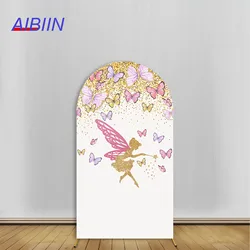 AIBIIN Butterfly Arch Backdrop Cover Fairy Butterfly Gold Glitter Dots Girl Birthday Party Decor Flower  Photography Background