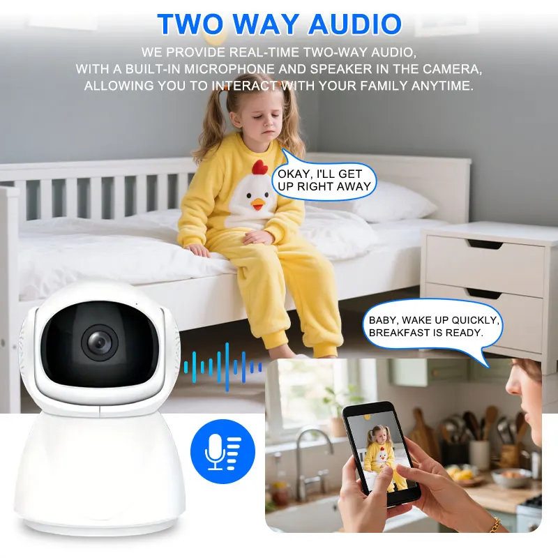 4K HD 2MP WiFi hogar inteligente voz bidireccional detección AI seguimiento automático seguridad Monitor de bebé cámara de vigilancia IP inalámbrica interior
