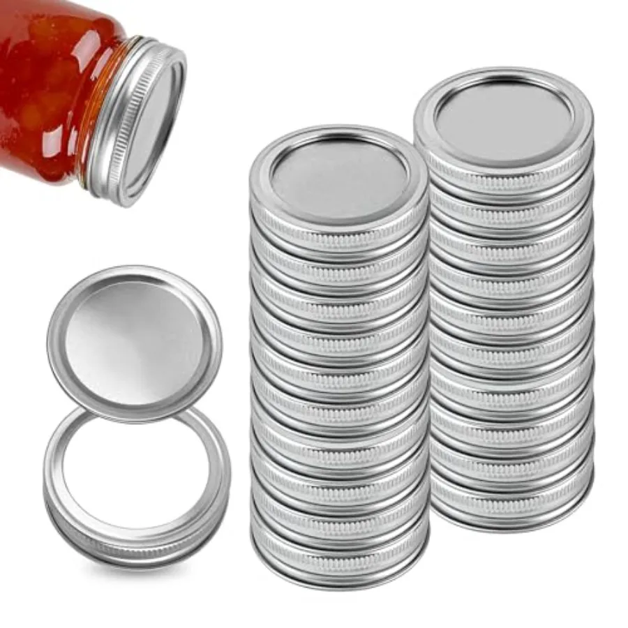 40Pcs/20Sets Canning Lids with Rings Regular Mouth, Leak Proof Split-Type Metal Mason Jar Lids and Rings Set, Food Grade Materi