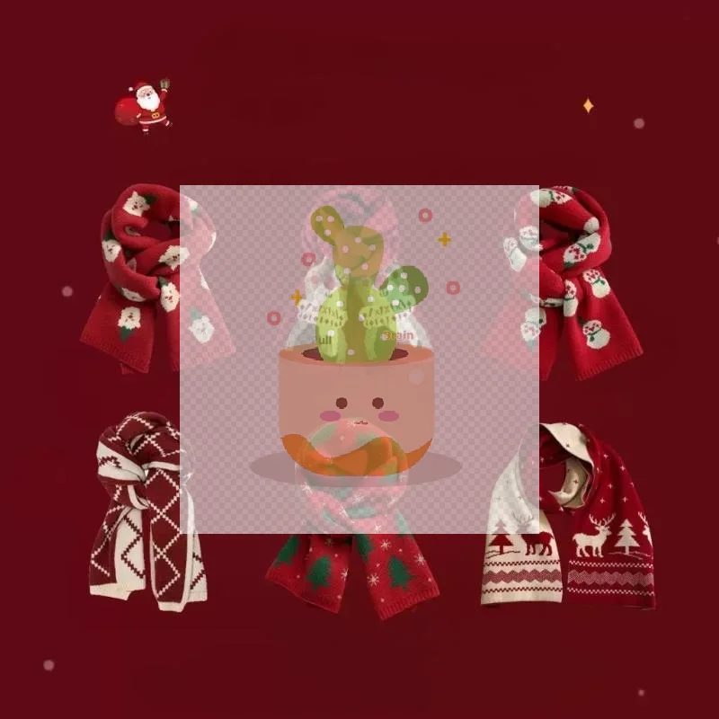 Syal Natal Rusa Salju yang Modis, Syal Hangat, Syal Merah, Hadiah Natal untuk Pasangan Pelajar, Syal Pelindung Leher Hangat Musim Dingin