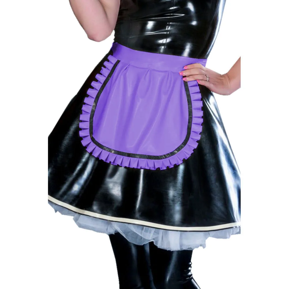 Lolita Ruffle Maid Apron, Shiny PVC, Role Play, Waitress Apron, Wet Vinyl Leather, Servant Club Short Apron, Sissy Cosplay Apron