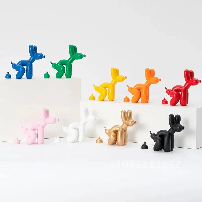 Resin Nordic Pooping Balloon Dog Sculpture Home Decor Figurines Puppy Statue Animal Decoration Room Living Crafts for Interior