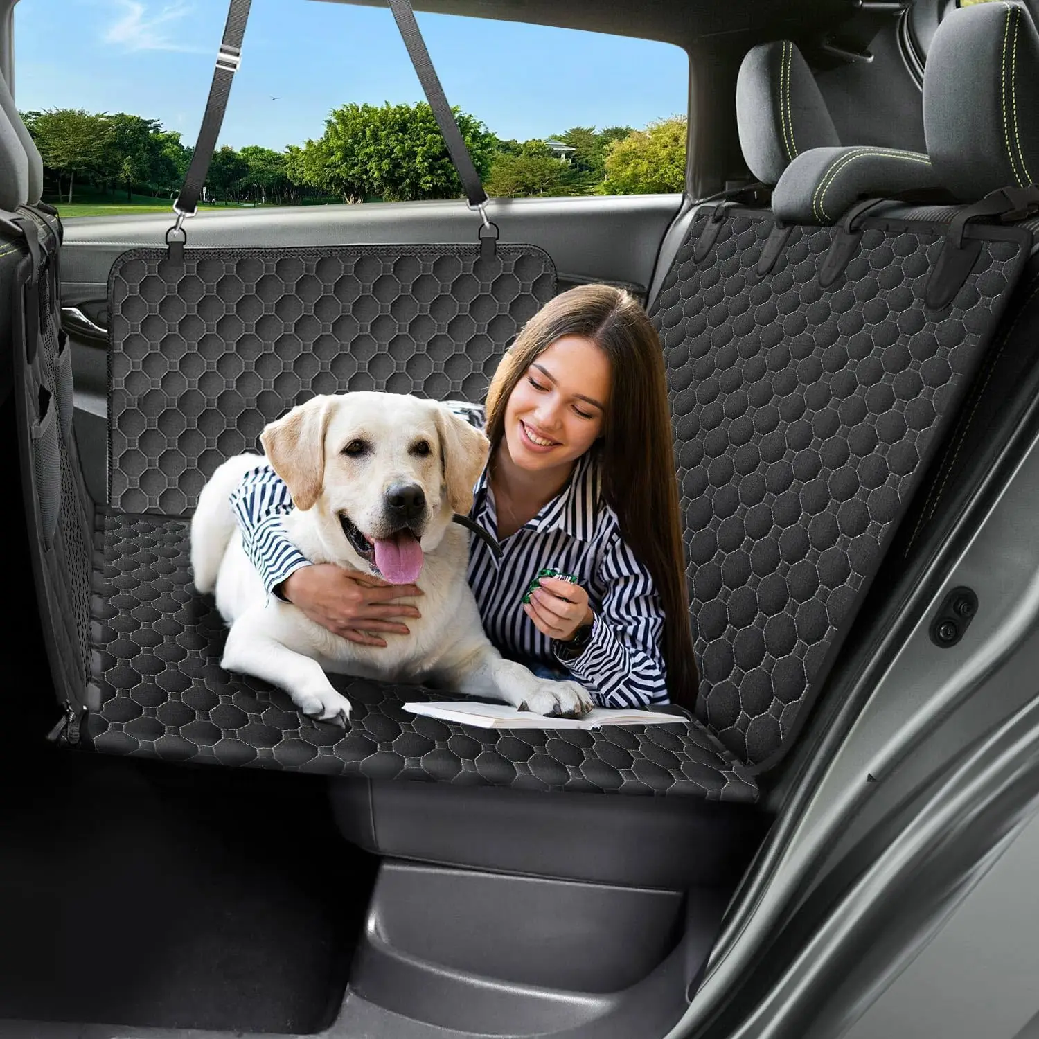

Heavy-Duty Dog Car Seat Cover with Removable Hard Bottom, Waterproof & Scratch-Resistant for Sedan SUV Truck