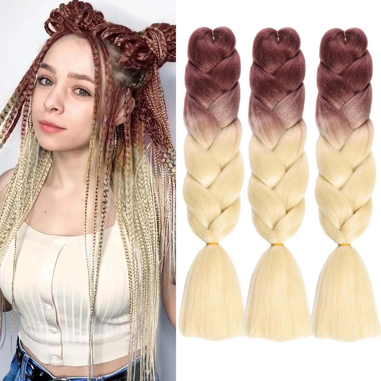 Pelo trenzado Jumbo, extensión de cabello trenzado de ganchillo Jumbo sintético para caja, trenzas torcidas, trenzas de pelo, trenzas de caja preestiradas