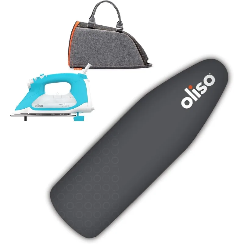 

SmartIron мощностью 1800 Вт с автоматическим подъемом | Паровой утюг с алмазной керамической подошвой (бирюзовый) + сумка для переноски + чехол для глажки (серый)