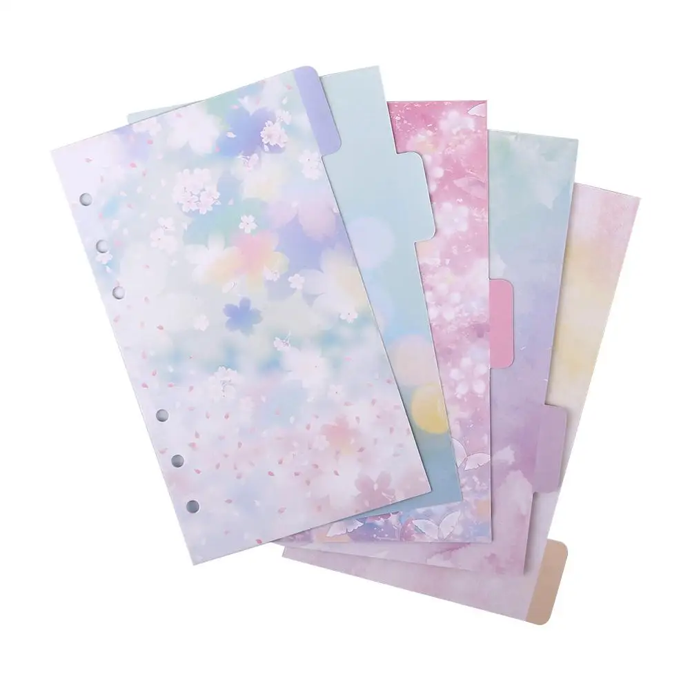 แท็บหน้า Binder การ์ดจัดทําดัชนี Loose Leaf Separator Page Notebook Divider Index Cherry Blossoms Style Binder Index Page
