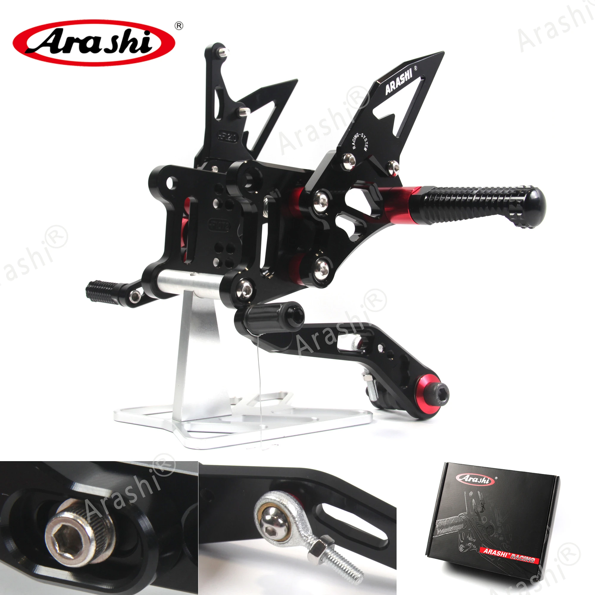 Arashi GSXR1000 / GSXR1000R / GSX-R1000X CNC Adjustable Footrests Foot Pegs Rider Rearset For SUZUKI GSXR-R 1000 2017 - 2023