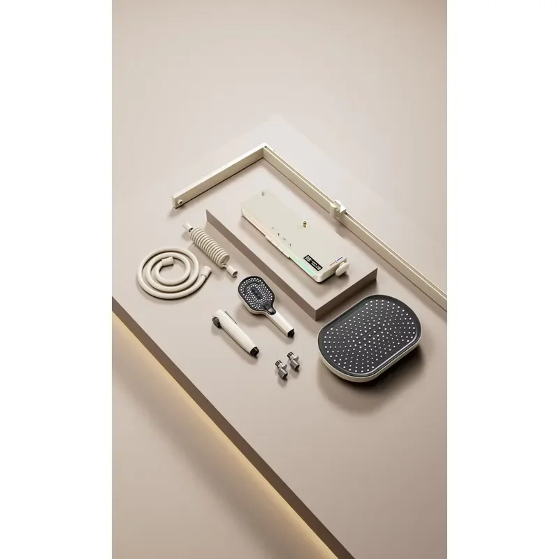Wall Mount Rainfall Shower Set Thermostatic Faucets Rustproof Handheld Shower Head Chrome Bathroom Frame Jet Rain Spray