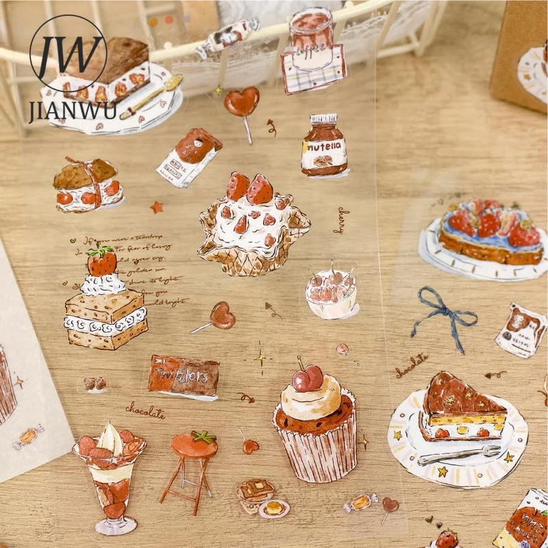 JIANWU Vintage Cake Bread Dessert Landscape Material Collage Scrapbooking Sticker Creative DIY Journal Stationery