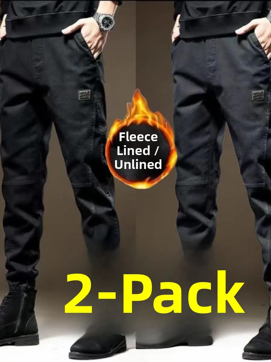 

Мужские повседневные рабочие брюки премиум-класса с флисовой подкладкой, свободного кроя, в американском стиле, осенне-зимние, модные, брендовые, карго-брюки