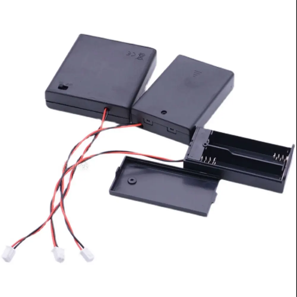 AA Battery Holder Storage Case Box PH2.0/XH2.54/SM/DuPont /DC/USB Plug With Switch & Cover for AA 18650 9V Batteries Storage Box
