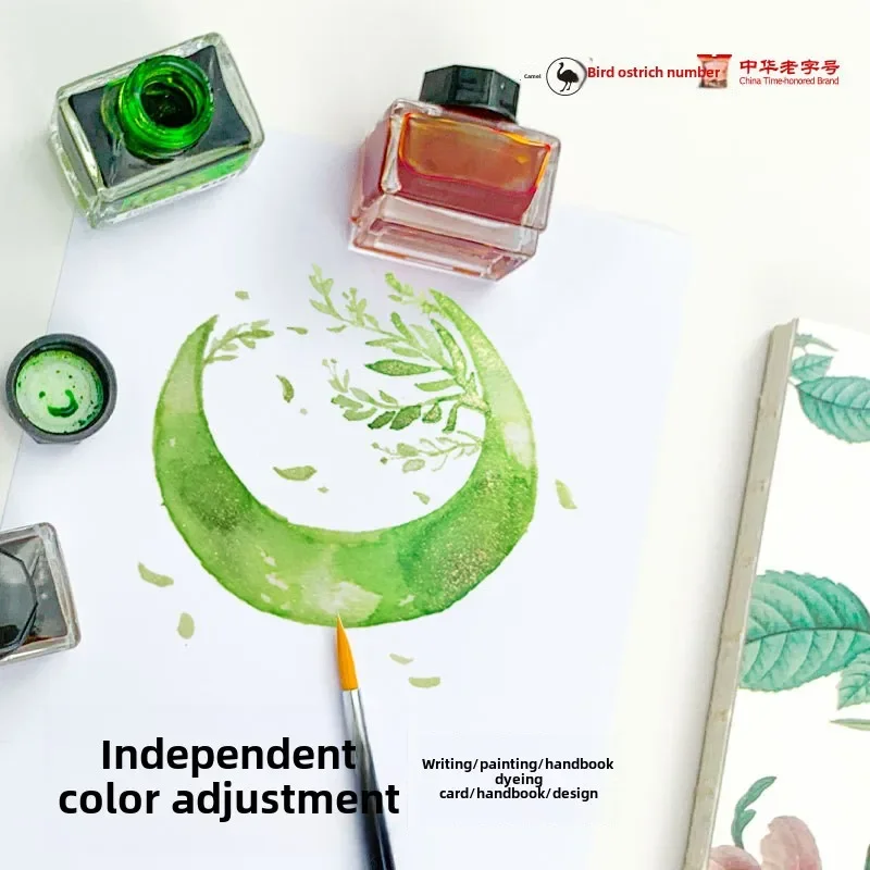 2 Pieces Ostrich Non Carbon Colored Ink Gold Powder Fountain Pen Dipped in Water Pen Ink Hand Account Diary Set Colored Ink