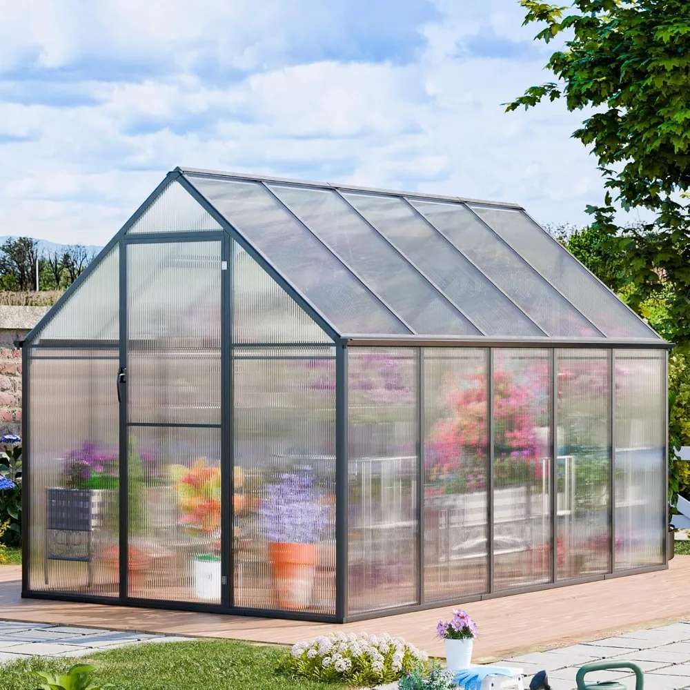 

CDCASA 10.3x6.2x6.7 Ft Outdoor Greenhouse with 2 Windows, A Revolving Door, and A Walk-in Design.