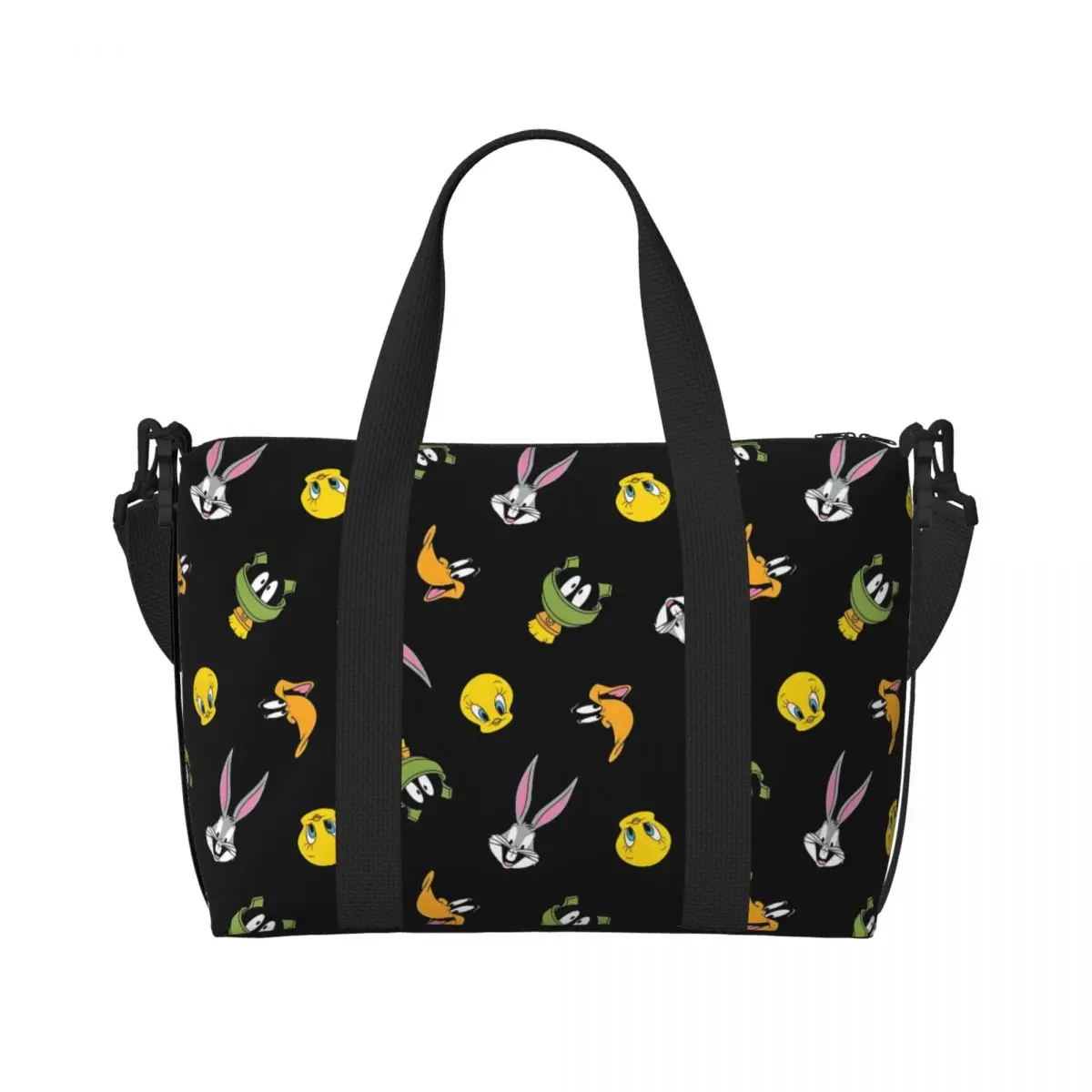

Custom B-Bugs B-Bunny Beach Tote Bag for Women Extra Large Gym Carry On Rabbit Cartoon Travel Shopping Bags