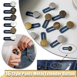16 Style Pants Metal Button Extender Perfect To Any Jeans Pants Free Sewing Retractable Waist Extenders Button Universal Buckle