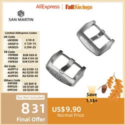 San Martin Pin Buckle 18mm 20mm 22mm Men Watchband Strap Brushed Sandblasted 316L Stainless Steel Universal Watch Accessories