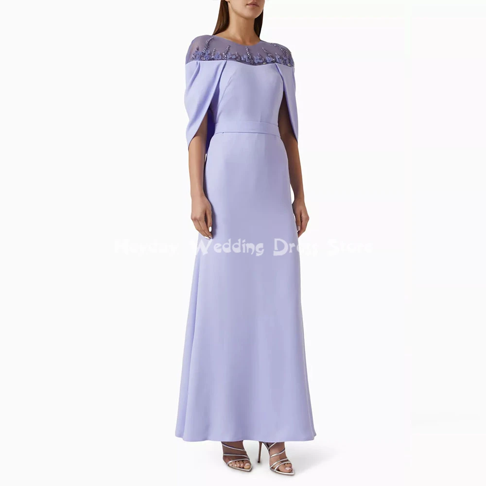 Heyday レディース ストレート O ネック ビーズ付き カスタマイズされたイブニングドレス ハーフスリーブ ドレープ付き 足首までの長さのエレガントなドレス 2025