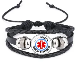 Diabetic Diabetes Life Star Adjustment Bracelet Diabetes Red Warning Cowhide Women Bracelet