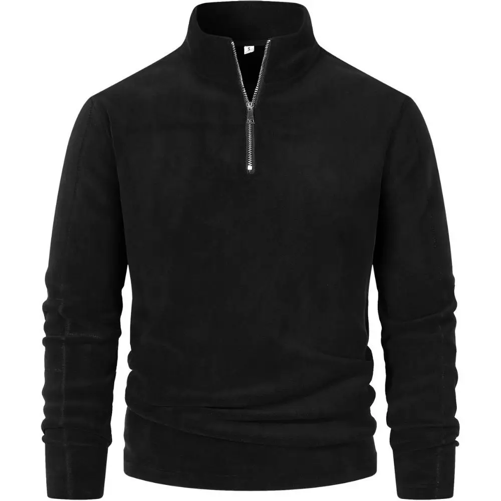 

Autumn winter new men's fleece sweater with standing collar, half zipper, long sleeves, European size trend, versatile men's top