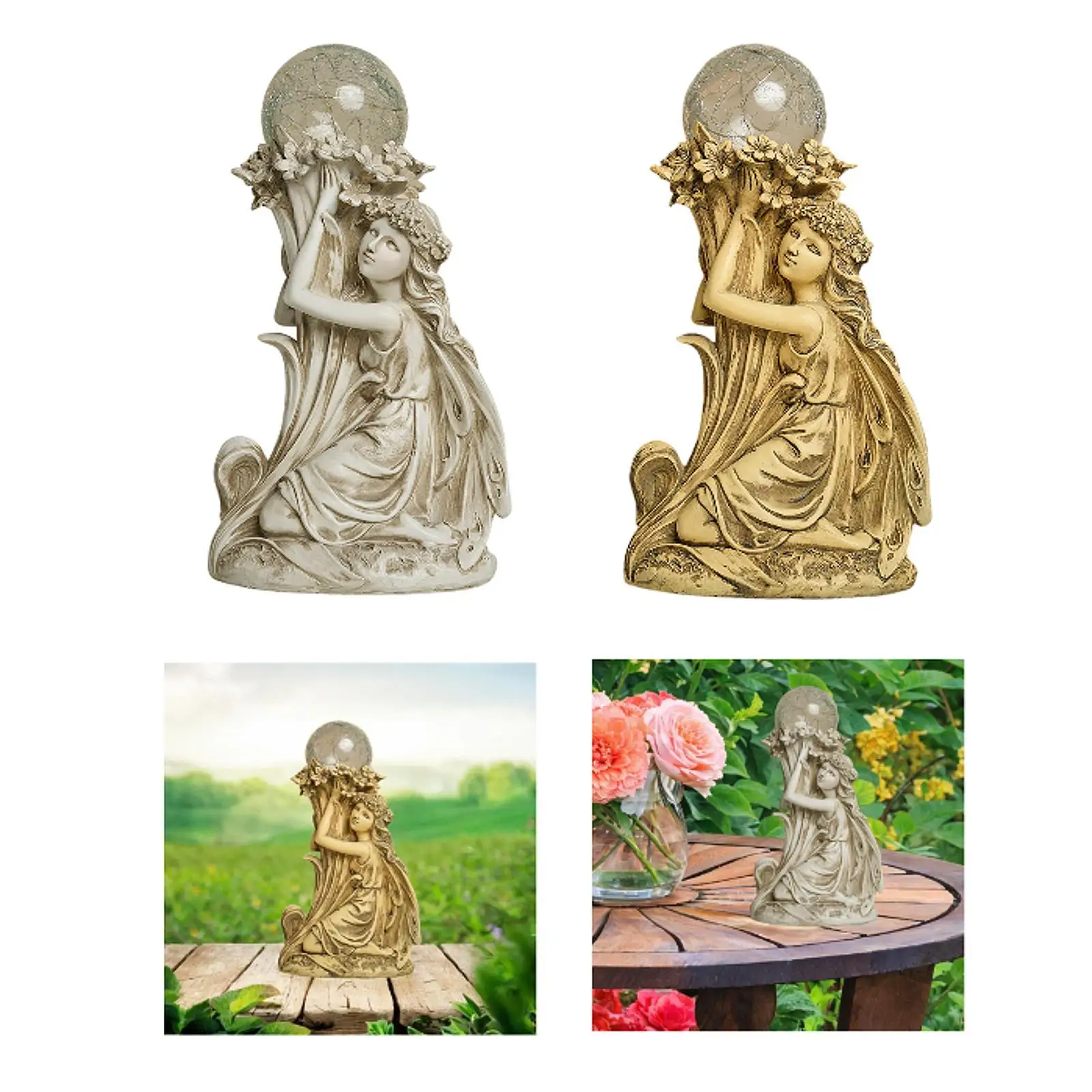 

Solar Lamp Fairy Statue Decorative Birthday Gift Outdoor Decoration Yard Decor Luminous Ornament for Lawn Backyard Patio