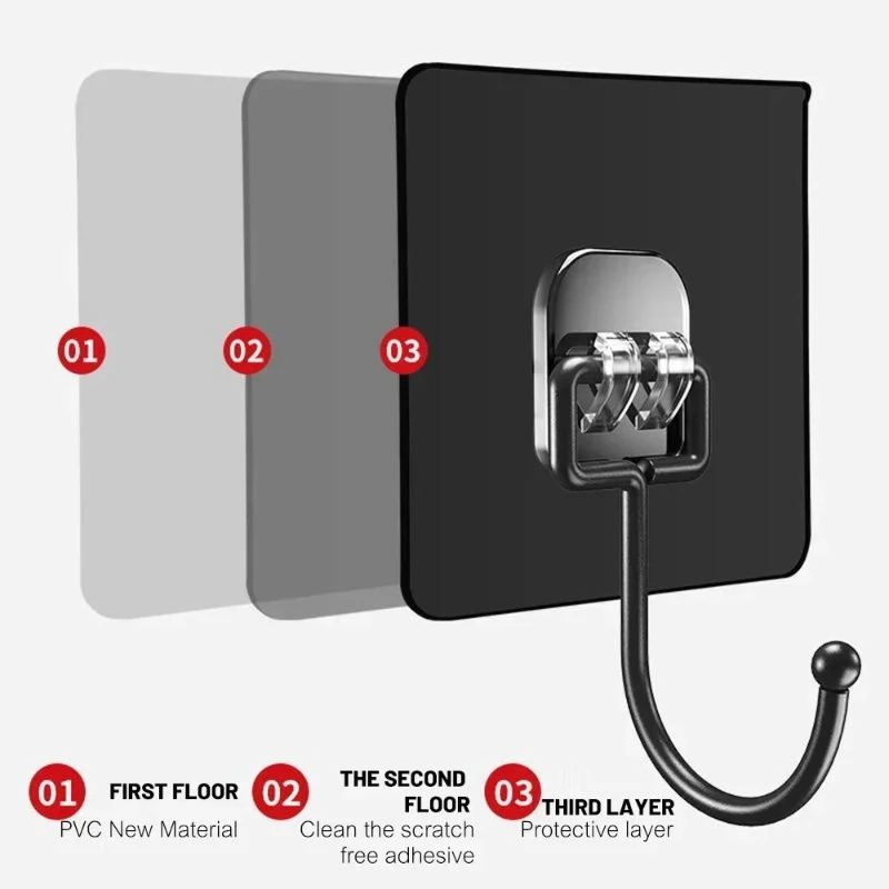 2 PCS large heavy-duty wall hooks, self-adhesive hooks, miscellaneous hooks, waterproof, practical kitchen hook accessories