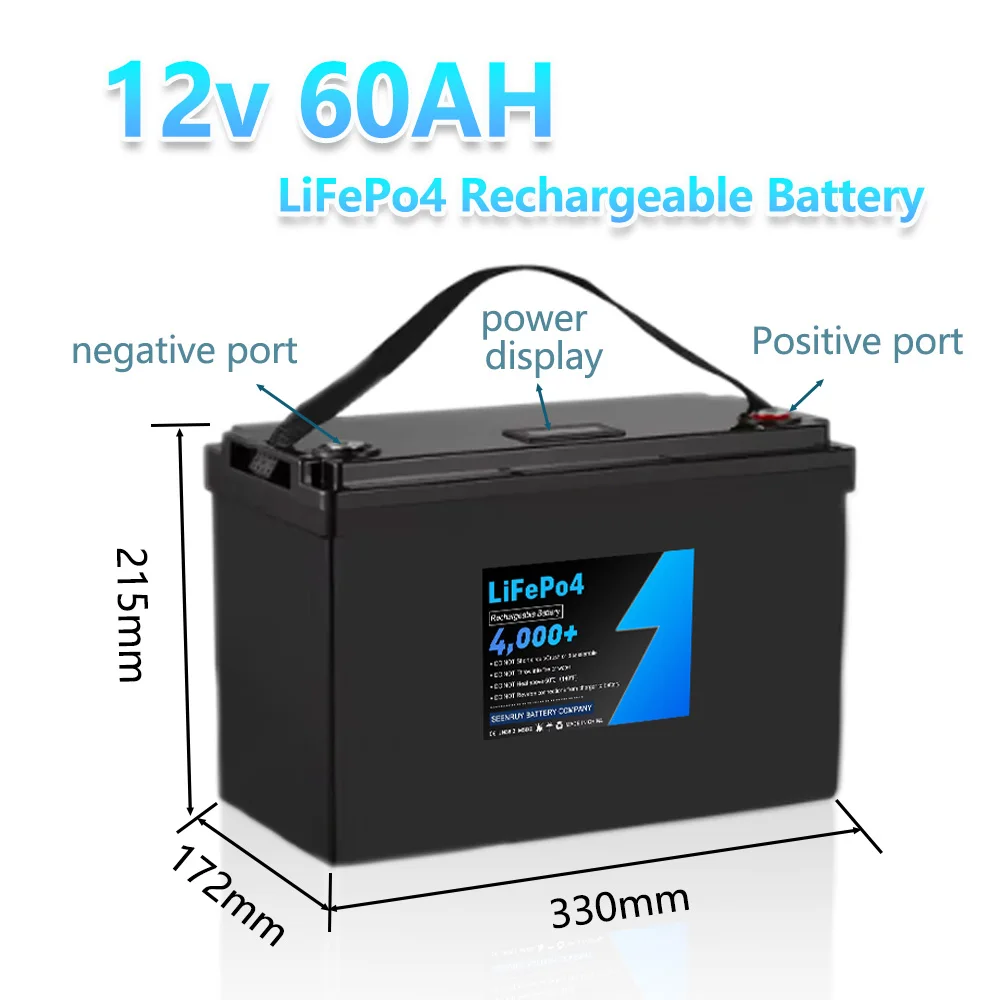 12v 60AH Lifepo4 con caricabatterie batteria al litio ferro fosfato perfetta per l\'accumulo di energia solare camper camper