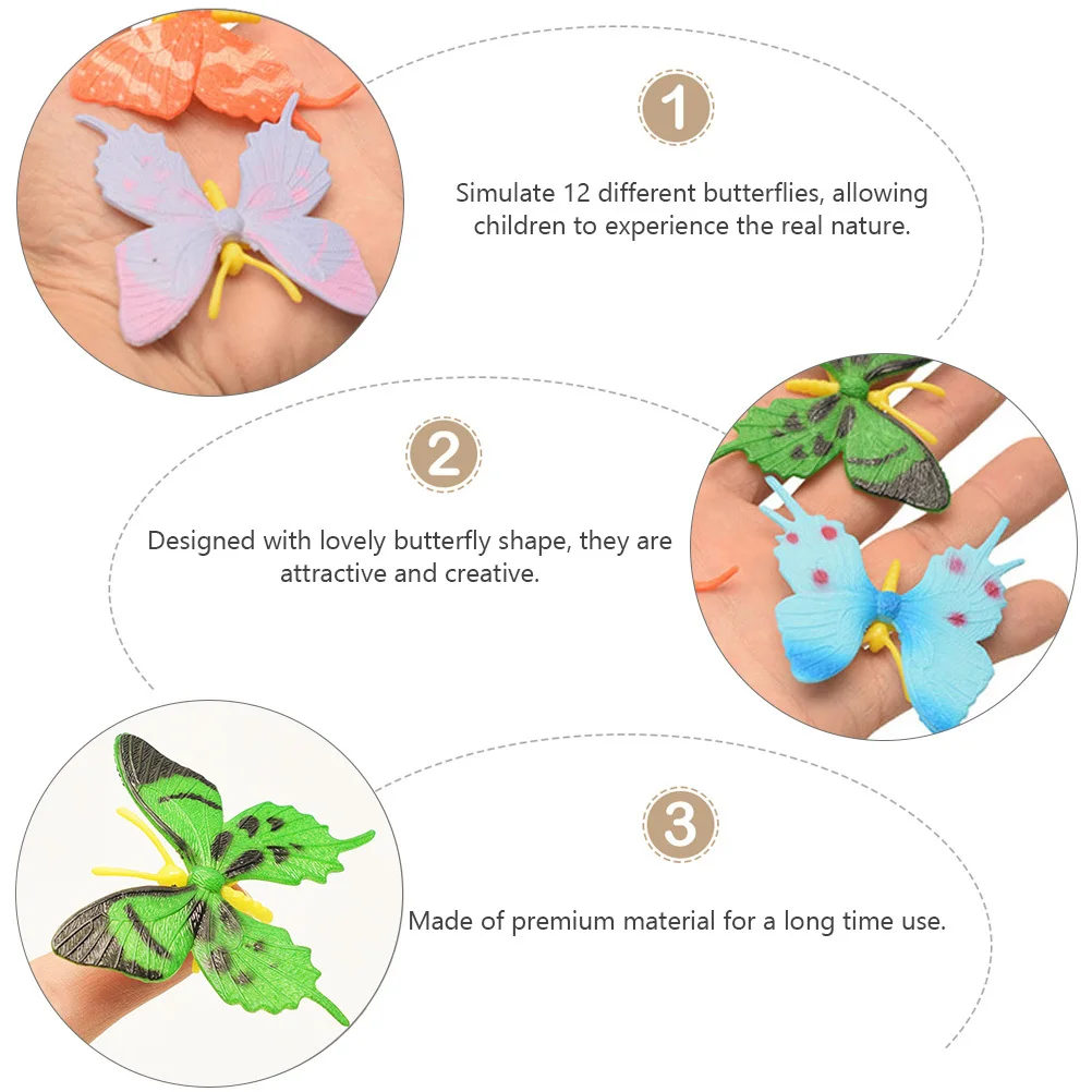 

12Pcs Vivid Butterflies Simulation Collection Creative Kids Educational Cognitive Aid for Kindergarten Nature Exploration