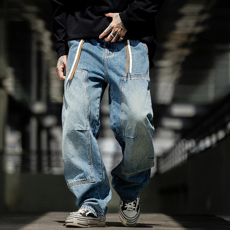 

New Town Guangzhou Men's Autumn Winter Straight Leg Stretchy Casual Long Jeans Low Waist Dstring Other Material 00%